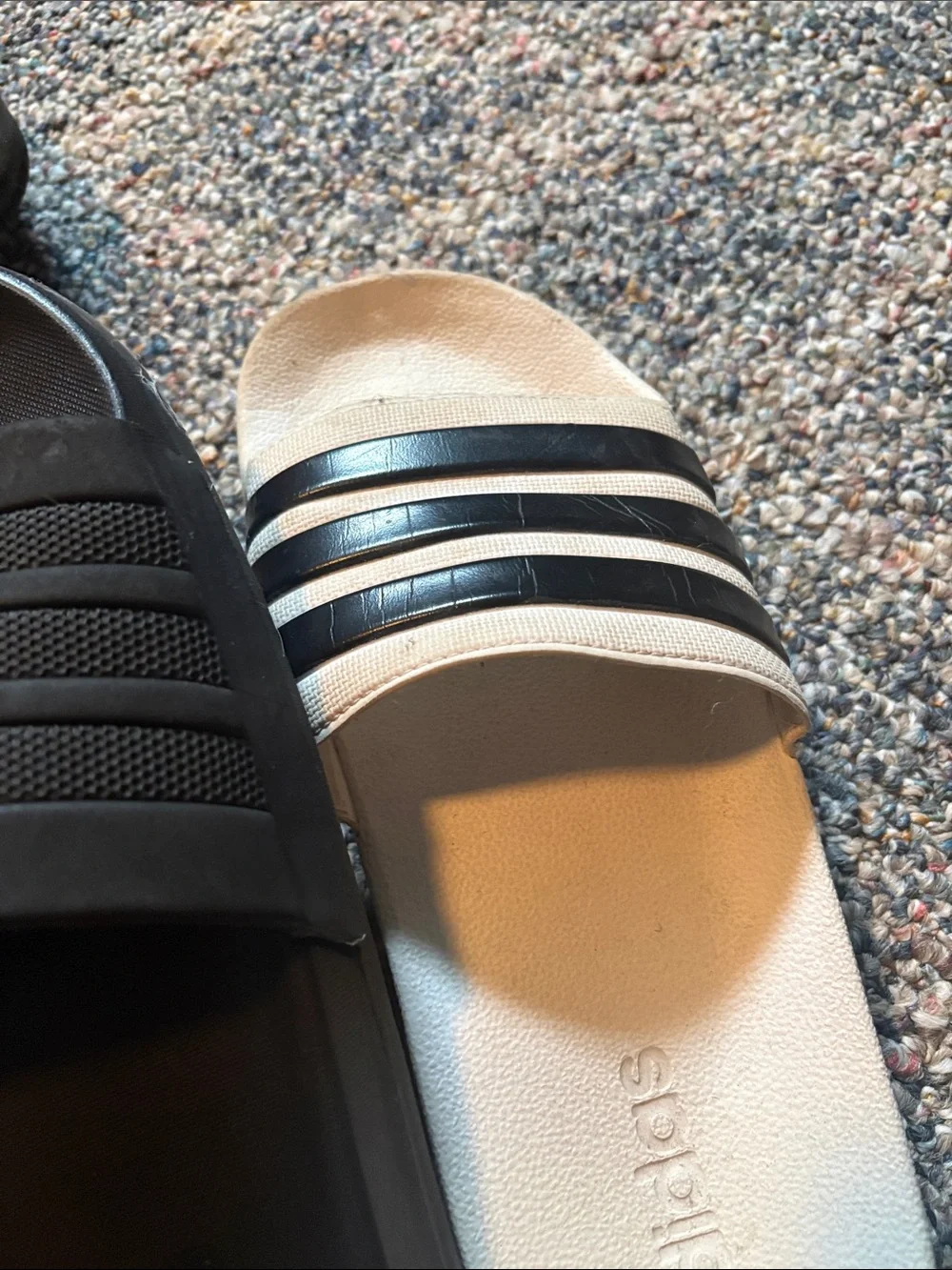 adidas mens Dual-Color Slide Sandals - Black and Cream